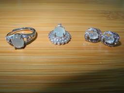 Jade Set - Pendant Ring  Earring Set image 1